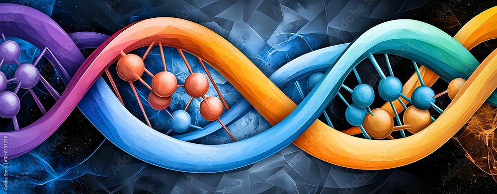 Poster exploring the intricacies of dna a colorful representation of genetic structures and their importanc