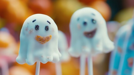 Fototapeta premium Cute Ghost Candies for Halloween Celebrations