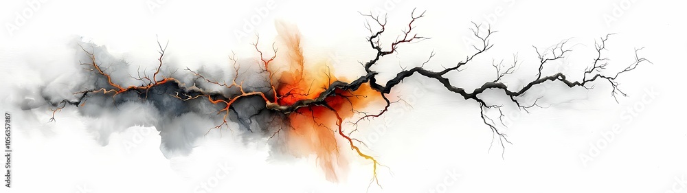 Aufkleber abstract exploration of natural elements a stunning artistic representation of lightning-like branch