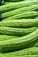 fresh bitter gourd or bitter melon in the market.