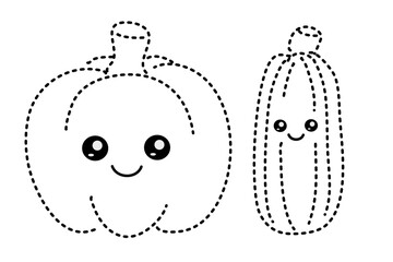 Vegetables Tracing Line for Pre School Children. Handwriting Learning Education