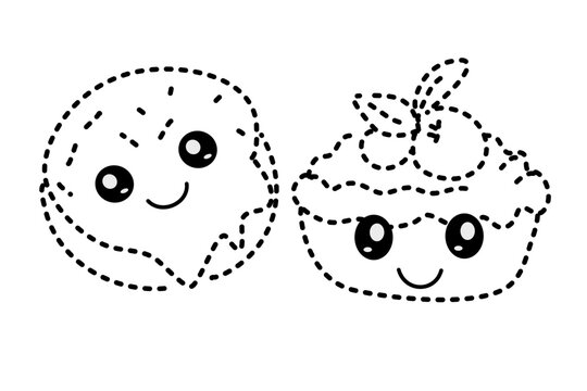 Cakes Tracing Line for Pre School Children. Handwriting Learning Education