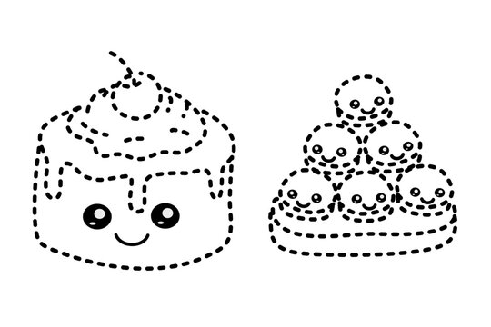Cakes Tracing Line for Pre School Children. Handwriting Learning Education
