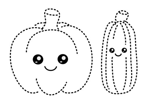 Vegetables Tracing Line for Pre School Children. Handwriting Learning Education