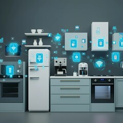 Smart home with AI-powered devices communicating via the Internet of Things to simplify everyday tasks