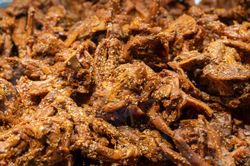 Delicious fried duck clavicles with marinated sauce