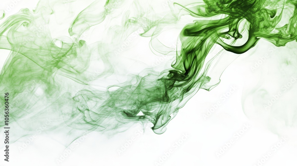 Aufkleber artistic white surface displaying green mystical smoke blending into abstract flame shapes, adding a