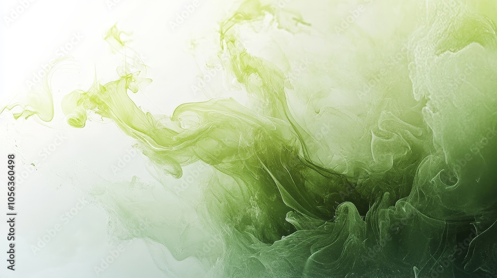 Aufkleber artistic white surface displaying green mystical smoke blending into abstract flame shapes, adding a