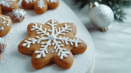 Artistic white surface featuring a whimsical gingerbread Christmas treat cartoon, complete with sweet details and a joyful holiday look