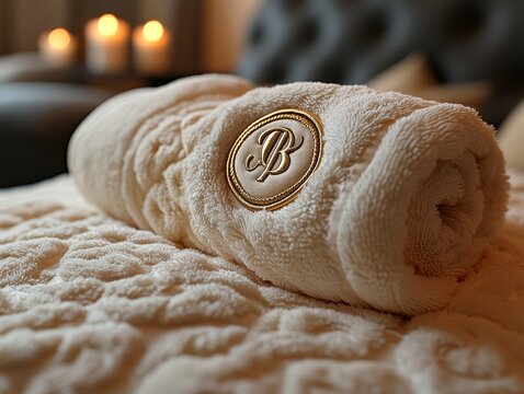 Luxury Spa Towel with Embroidered Letter B