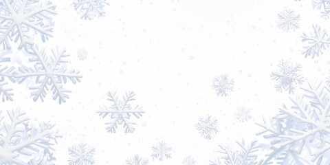 Christmas background with Falling snowflakes, snow storm, winter frame border element design,  isolated on white and transparent background, png