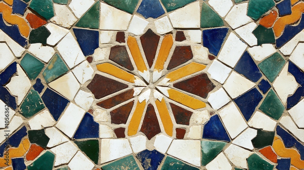 Poster colorful mosaic pattern with intricate design elements