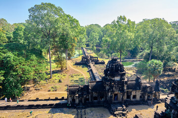 Siem Reap, Cambodia, 12 Jan 2024: Baphuon is a temple complex in the center of Angkor Thom, built...