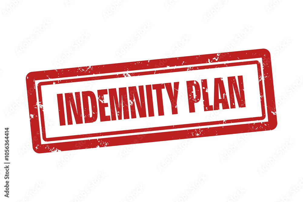 Wall mural Indemnity Plan . A red stamp isolated on white background.