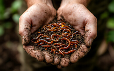 Soil Health: Hands Cradling Earthworms