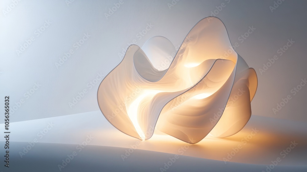 Poster bright abstract shapes illuminated by light on a pristine white backdrop