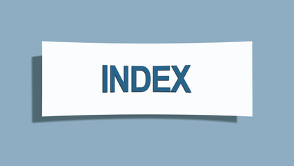 Index. A card isolated on blue background.