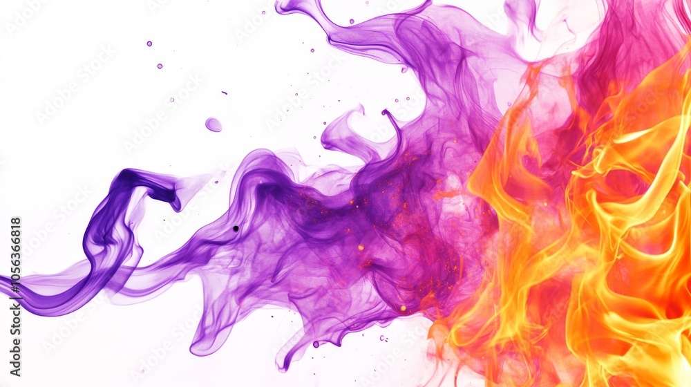 Aufkleber clean white backdrop featuring bright purple and orange flames, creating a bold and energetic visual