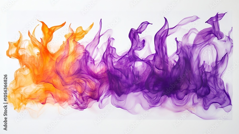 Aufkleber clean white backdrop featuring dynamic purple and orange flames, creating a striking and vibrant vis