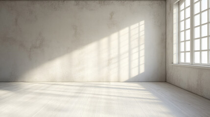 Tranquil studio space a serene white backdrop illuminated by natural light