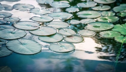 Water lily pads in a pond