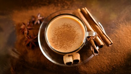 Warm spiced latte with cinnamon