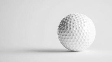 Clean white background featuring an isolated white dimpled golf ball, emphasizing its iconic texture and smooth finish