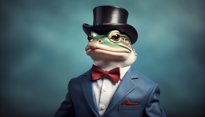 dapper frog in a suit and bow tie exuding charm and sophistication