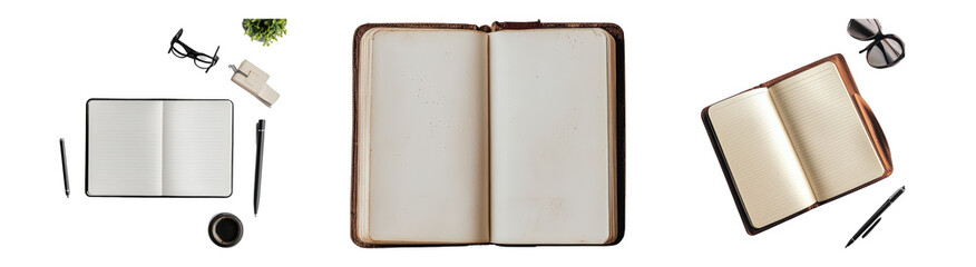 Blank Notebooks on Transparent Background for Mockups