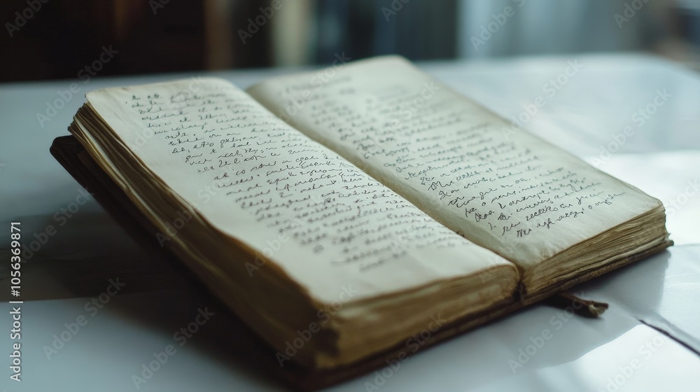 Poster clean white canvas displaying a diary page with text, emphasizing the clarity and organization of th