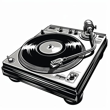 recommend clip art: Vintage Turntable Vinyl Record Player Illustration