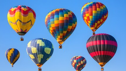 Fototapeta premium Vibrant Hot Air Balloons in a Clear Sky