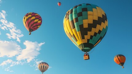 Fototapeta premium Hot Air Balloons in a Bright Blue Sky