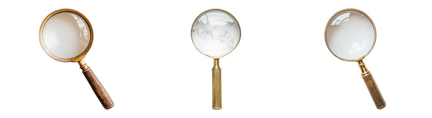 Vintage Magnifying Glasses on Transparent Background