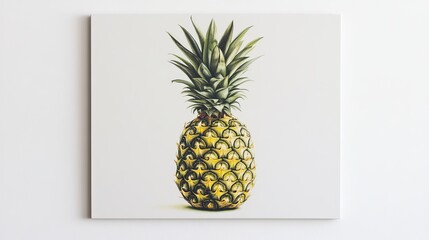Clean white canvas featuring a pineapple fruit with its unique pattern and leafy crown, showcasing its tropical charm and culinary potential