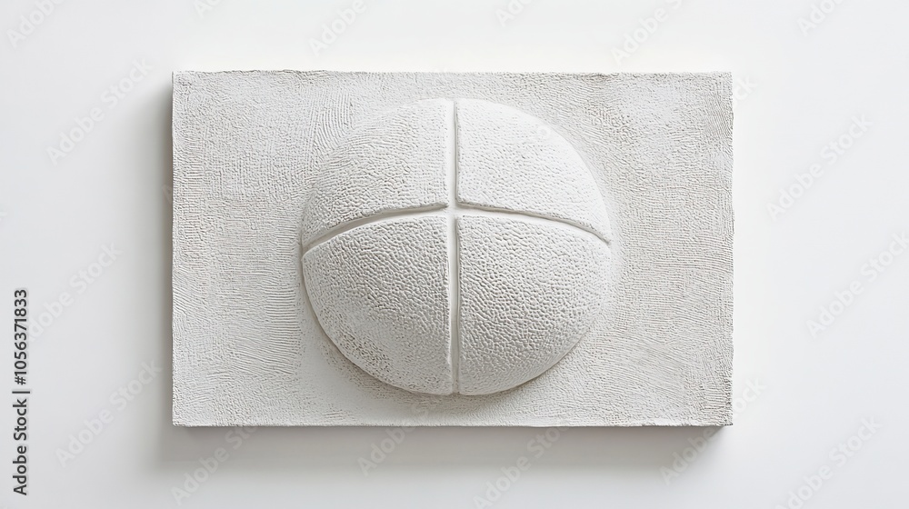 Poster clean white canvas featuring a textured basketball, emphasizing its unique surface texture and class