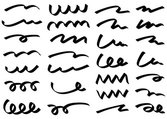 手書きの装飾ラインのセット、デコレーション素材、アンダーライン