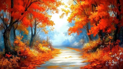 Vibrant Autumn Landscape with Colorful Foliage