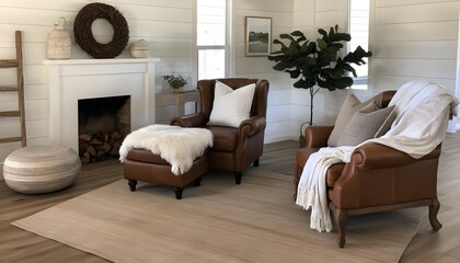 Cozy reading nook with a wingback chair and a plush blanket for ultimate comfort and relaxation