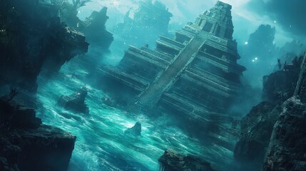 An Ancient Stone Structure Submerged in a Turquoise Ocean
