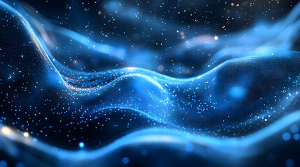Abstract Blue 3D Background with Glowing Particles