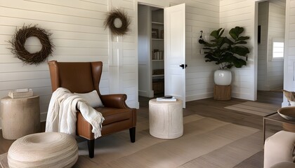 Cozy reading nook with a wingback chair and a plush blanket for ultimate comfort and relaxation
