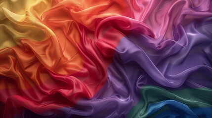 Fototapeta premium Modern Abstract Waving Rainbow Flag, LGBTQ+ Pride, Diversity and Inclusion Background with Textured Cloth