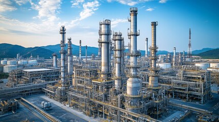 Obraz premium Vast Industrial Complex with Towering Structures