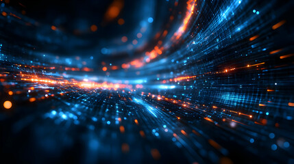 Obraz premium Abstract Background with Blue and Orange Glowing Lines