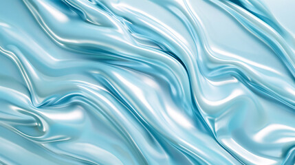 Obraz premium Liquid pastel blue wavy plastic texture, resembling a wrinkled silicone sheet.