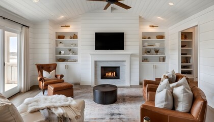 Inviting reading nook featuring a plush armchair draped with a fluffy blanket and scattered pillows for ultimate comfort