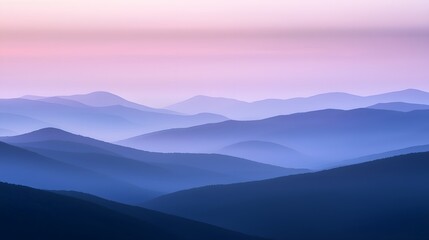 Obraz premium Serene Foggy Mountain Range in Soft Pastel Hues