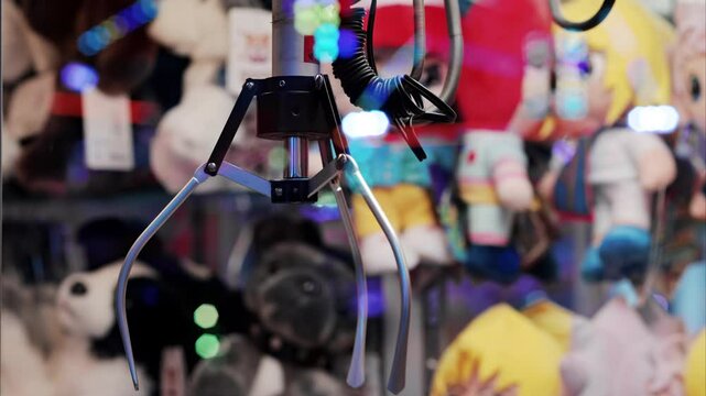Close up of toys in a claw machine at an amusement park