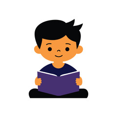 Cute Boy Reading a Book Charming Illustrations for Educational and Creative Projects